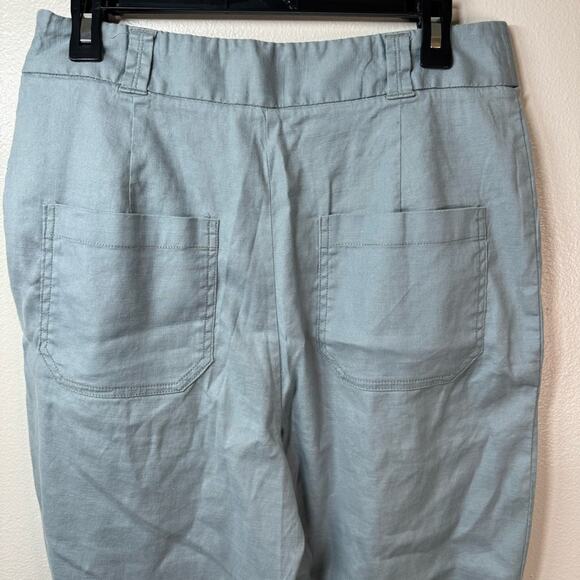 ANTHROPOLOGIE Ett Twa Blue Linen Cropped Pants Women’s Size 10 - Picture 4 of 8